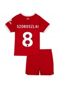Liverpool Szoboszlai Dominik #8 Jalkapallovaatteet Lasten Kotipeliasu 2023-24 Lyhythihainen (+ Lyhyet housut)